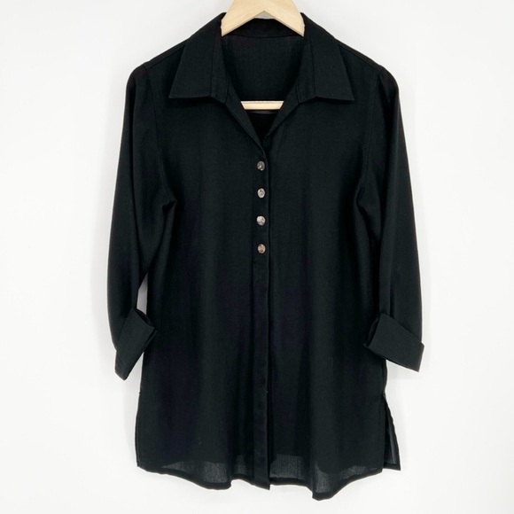 Fridaze Black Linen Tunic XS Luxury Resort wear - Picture 1 of 15